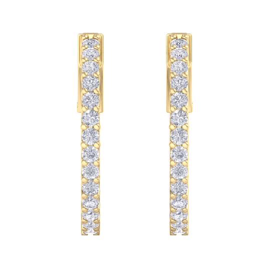 Diamond eternity hoop earrings in white gold with white diamonds of 1.00 ct in weight 