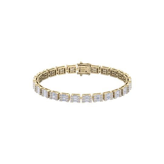 Baguette tennis bracelet in white gold with white diamonds of 3.50 ct in weight