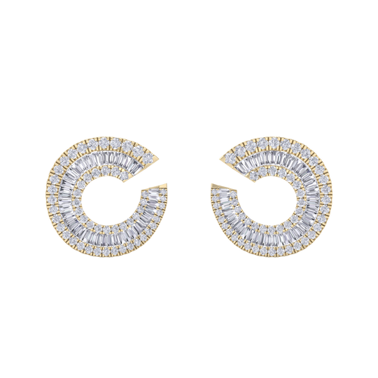 Baguette diamond circle studs in white gold with white diamonds of 5.85 ct in weight