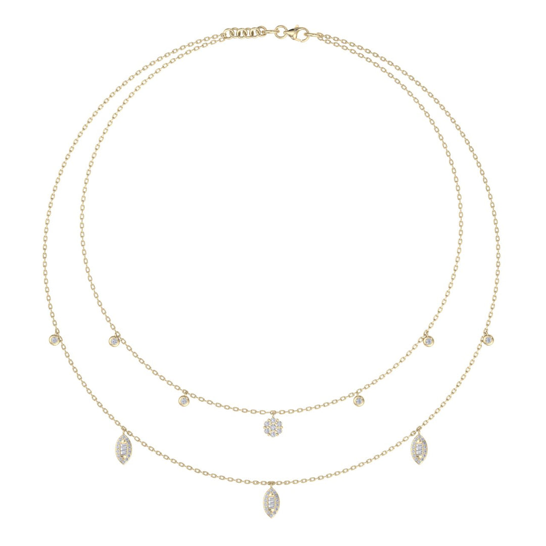 Multi-strand  necklace in rose gold with white diamonds of 0.65 ct in weight 