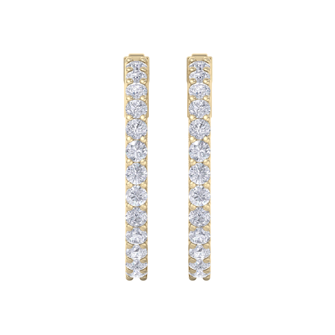 Diamond eternity hoop earrings in rose gold with white diamonds of 2.92 ct in weight 