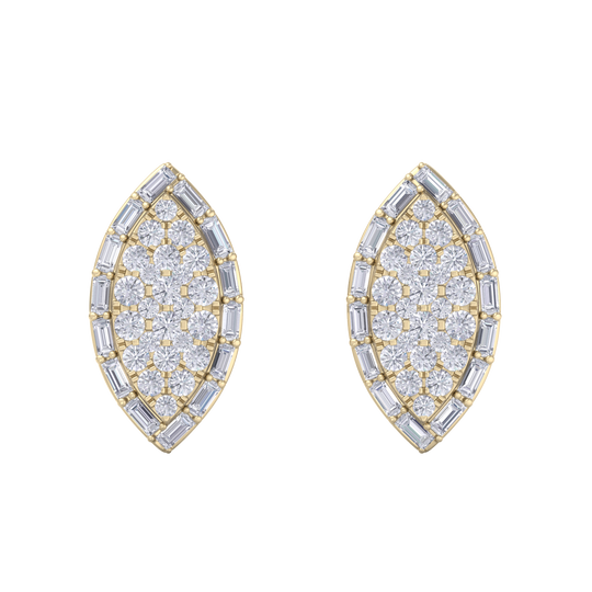 Marquise stud earrings in rose gold with white diamonds of 1.67 ct in weight