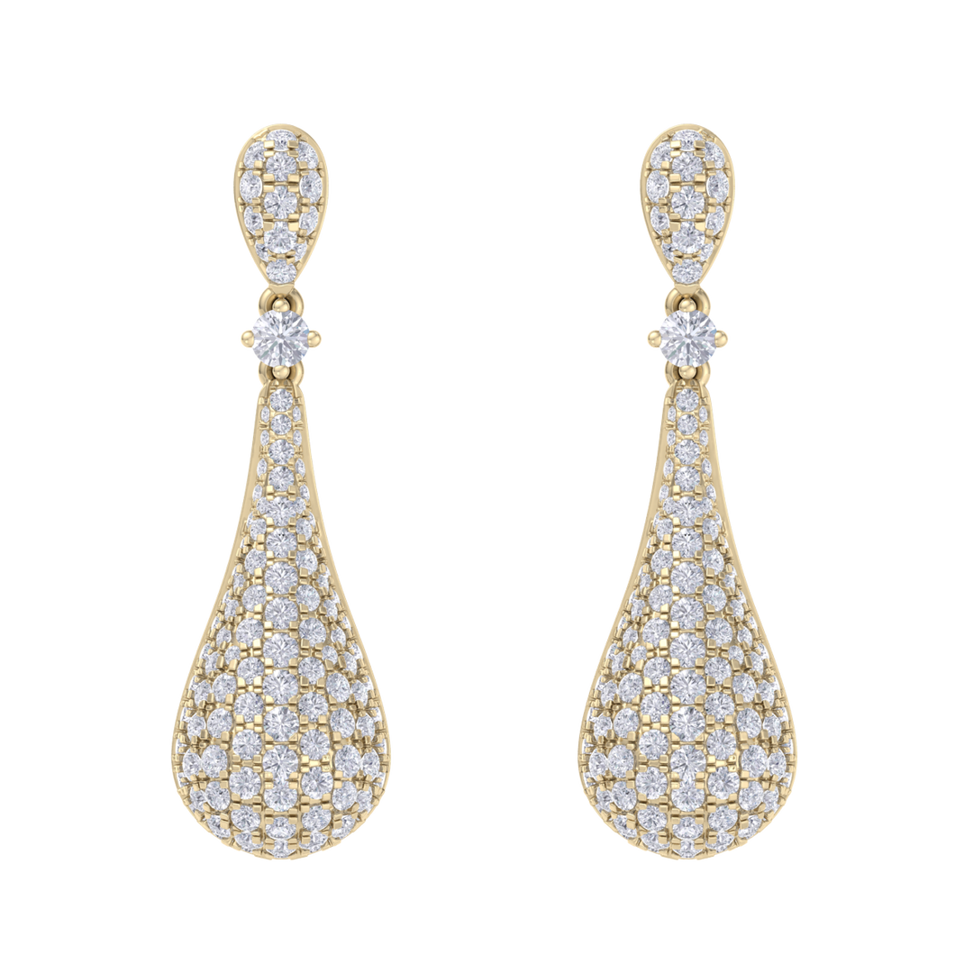 Diamond chandelier earrings in rose gold with white diamonds of 1.73 ct in weight
