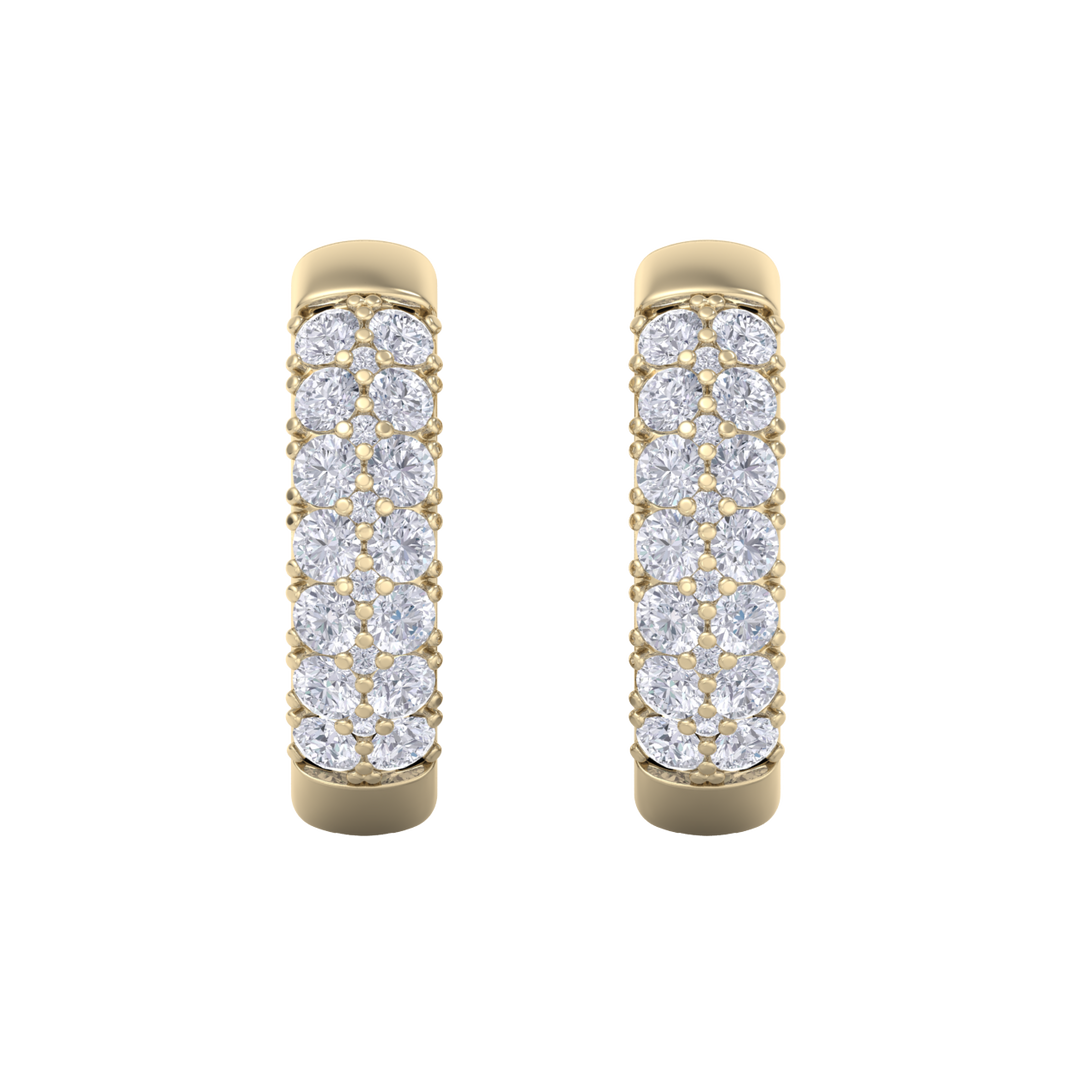 Diamond huggies earrings in yellow gold with white diamonds of 0.99 ct in weight

