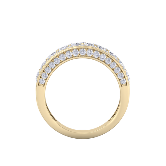 Five row diamond ring in rose gold with white diamonds of 1.39 ct in weight
