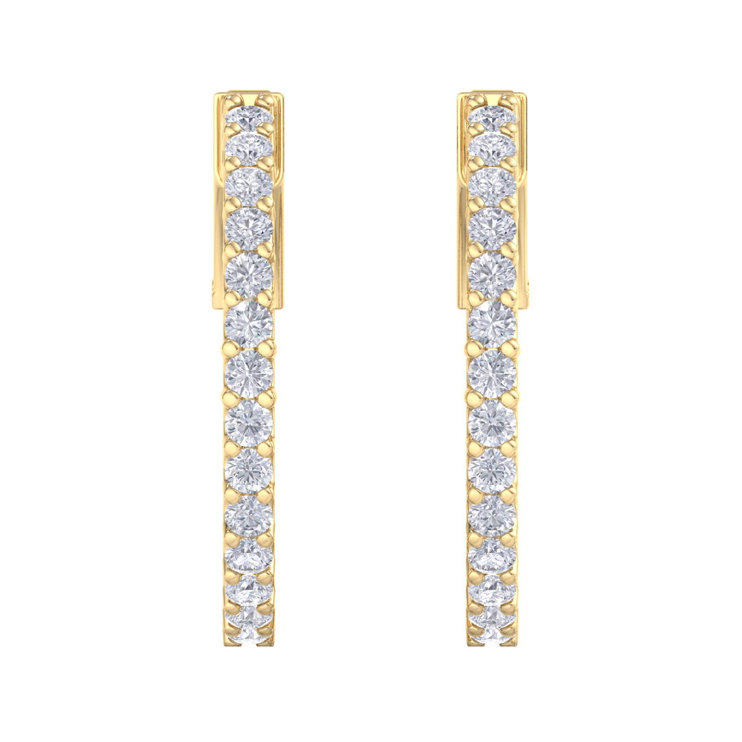 Diamond eternity hoop earrings in rose gold with white diamonds of 1.00 ct in weight 