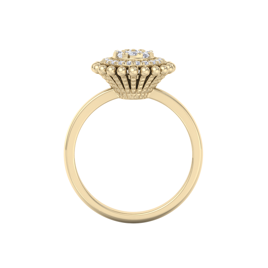 Halo Diamond ring in yellow gold with white diamonds of 0.34 ct in weight