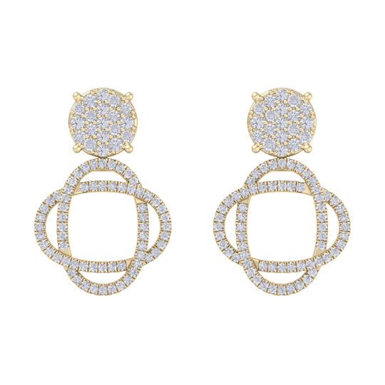 3 in 1 earrings in rose gold with white diamonds of 1.01 ct in weight