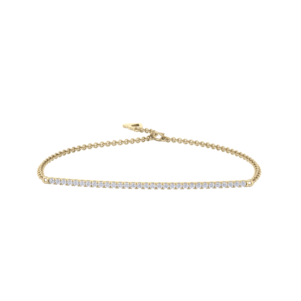 Small bar diamond bracelet in yellow gold with white diamonds of 0.11 ct in weight
