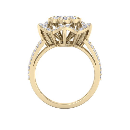 Elegant Diamond ring in yellow gold with white diamonds of 0.89 ct in weight
