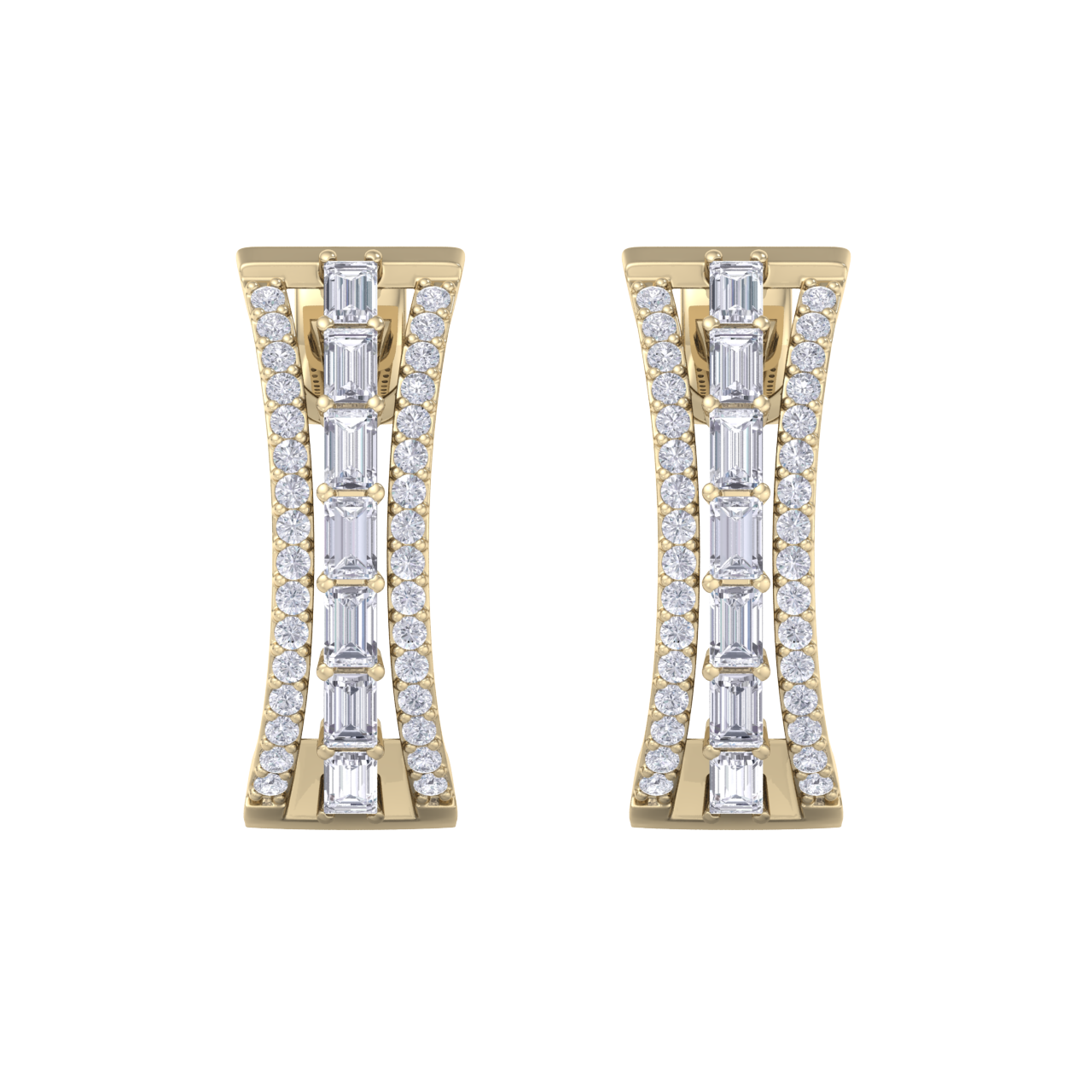 Diamond earrings in yellow gold with white diamonds of 1.13 ct in weight
