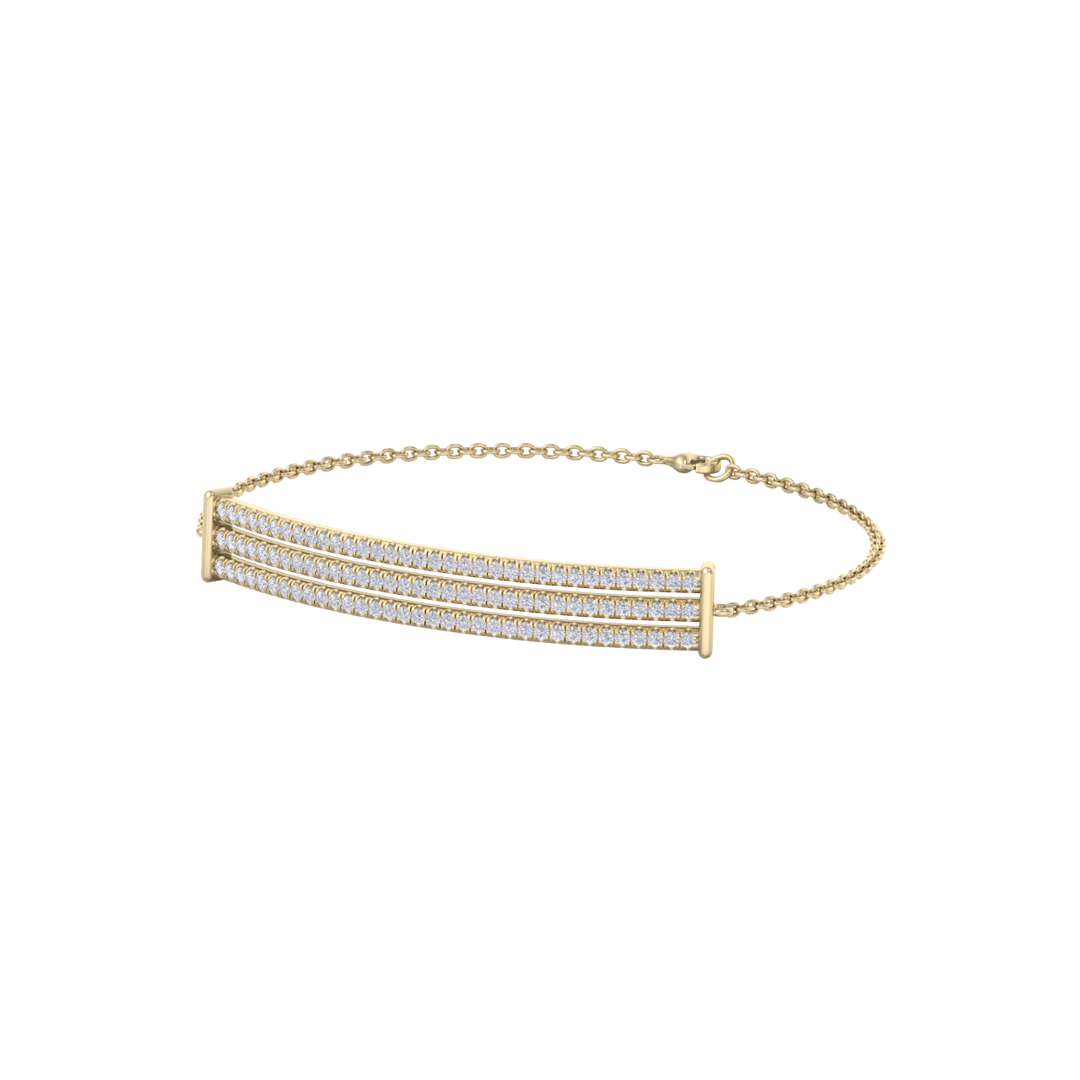 Bar diamond bracelet in yellow gold with white diamonds of 0.93 ct in weight
