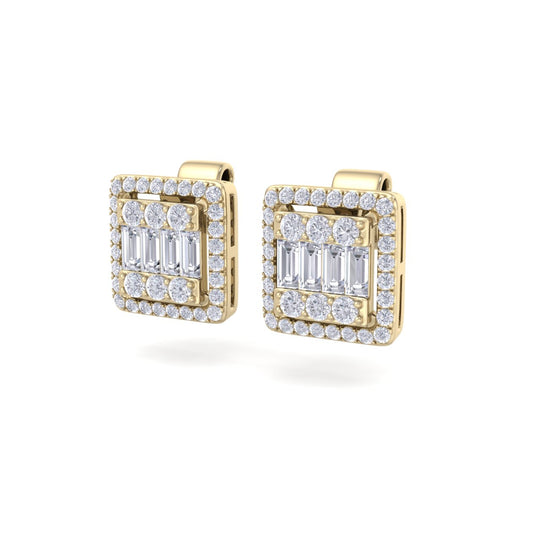 Beautiful Earrings in rose gold with white diamonds of 0.65 ct in weight