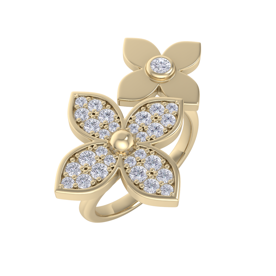 Ring with flowers in white gold with white diamonds of 0.56 ct in weight