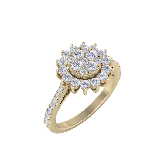 Beautiful ring in yellow gold with white diamonds of 0.74 ct in weight