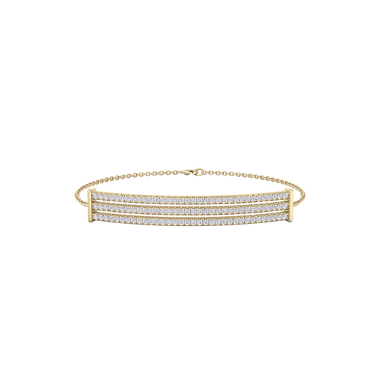 Bar diamond bracelet in yellow gold with white diamonds of 0.93 ct in weight