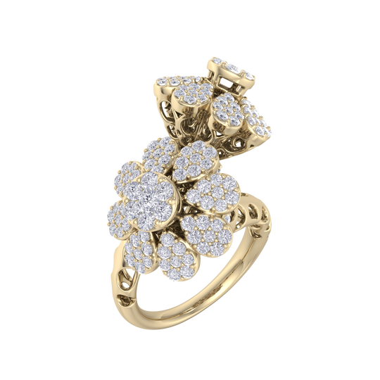 flower ring in rose gold with white diamonds of 1.62 ct in weight