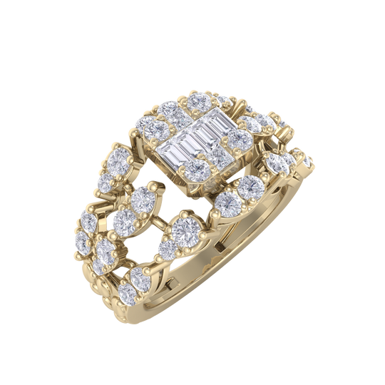 Diamond ring in yellow gold with white diamonds of 1.25 ct in weight