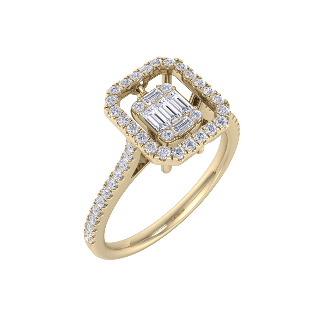 Square diamond ring in white gold with white diamonds of 0.45 ct in weight