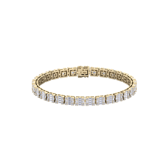 Baguette tennis bracelet in rose gold with white diamonds of 4.18 ct in weight