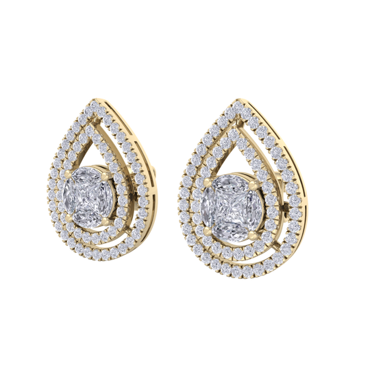 Pear shaped stud earrings in white gold with white diamonds of 1.03 ct in weight