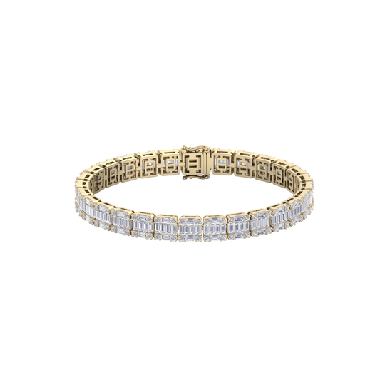 Baguette tennis bracelet in rose gold with white diamonds of 5.20 ct in weight