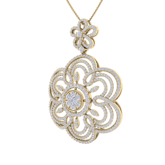 Flower Pendant in white gold with white diamonds of 2.43 ct in weight