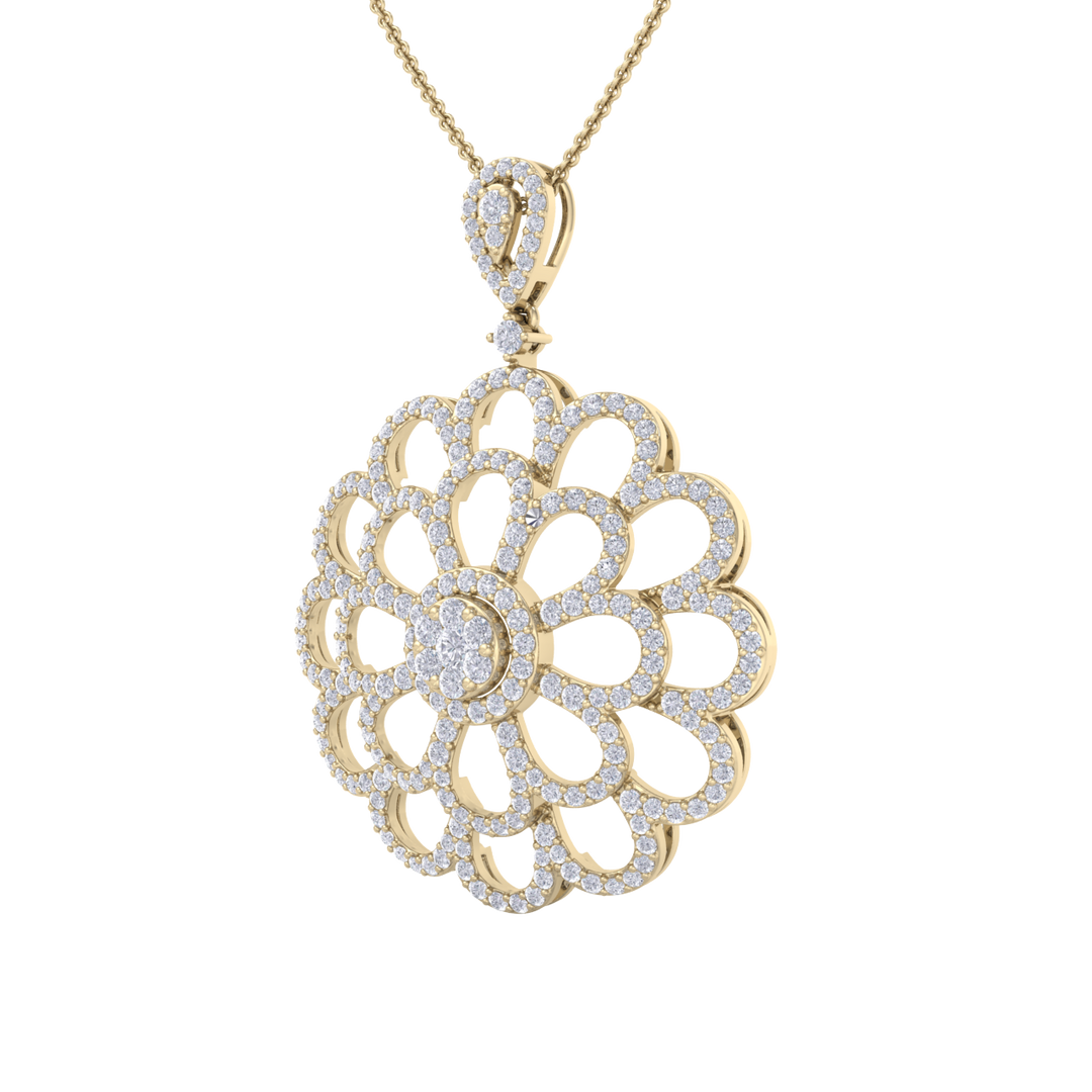 Flower Pendant in white gold with white diamonds of 2.38 ct in weight
