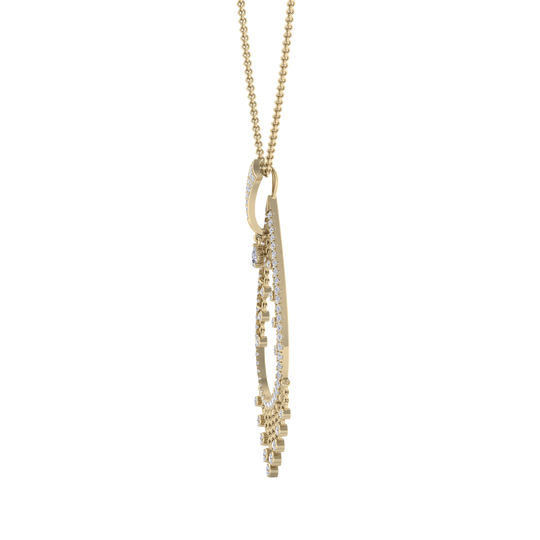 Waterfall pendant in yellow gold with white diamonds of 1.72 ct in weight
