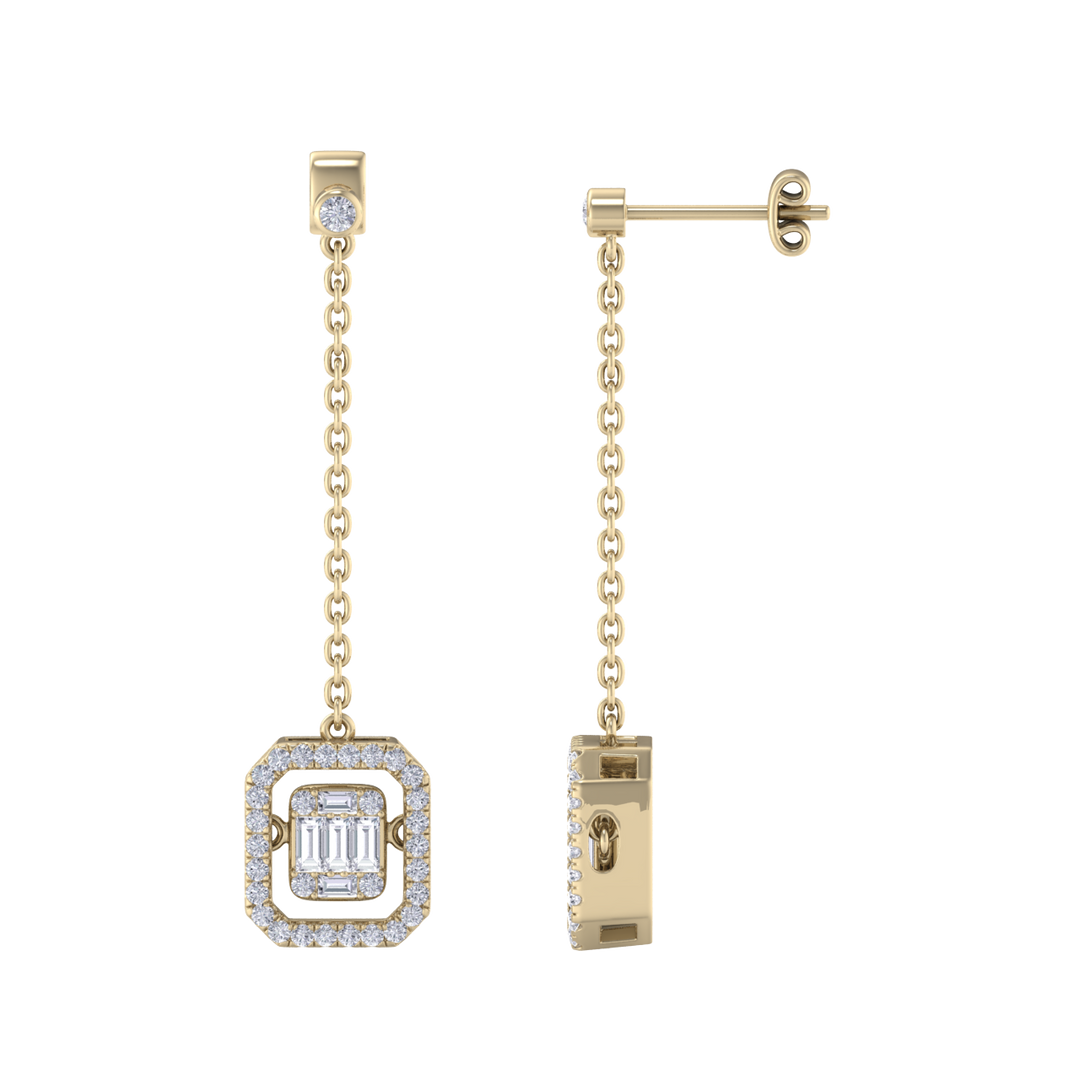 Diamond drop earrings in rose gold with white diamonds of 0.69 ct in weight
