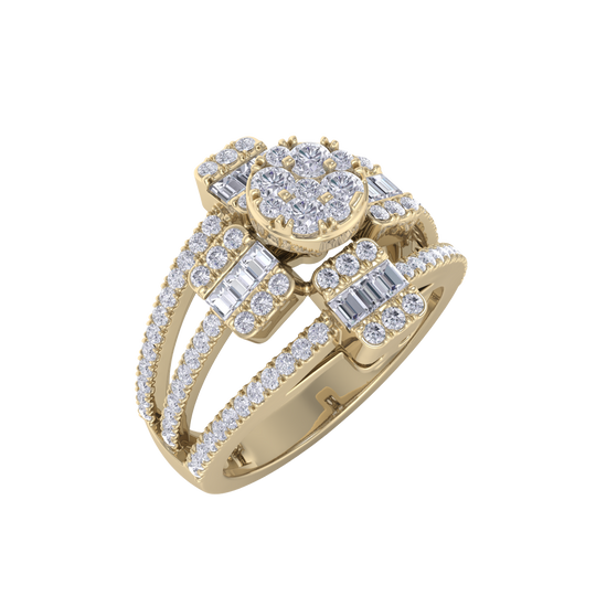 Beautiful ring in yellow gold with white diamonds of 0.91 ct in weight