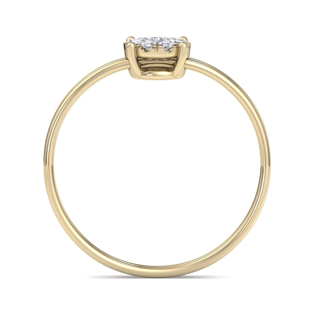 Flower Ring in yellow gold with white diamonds of 0.16 ct in weight