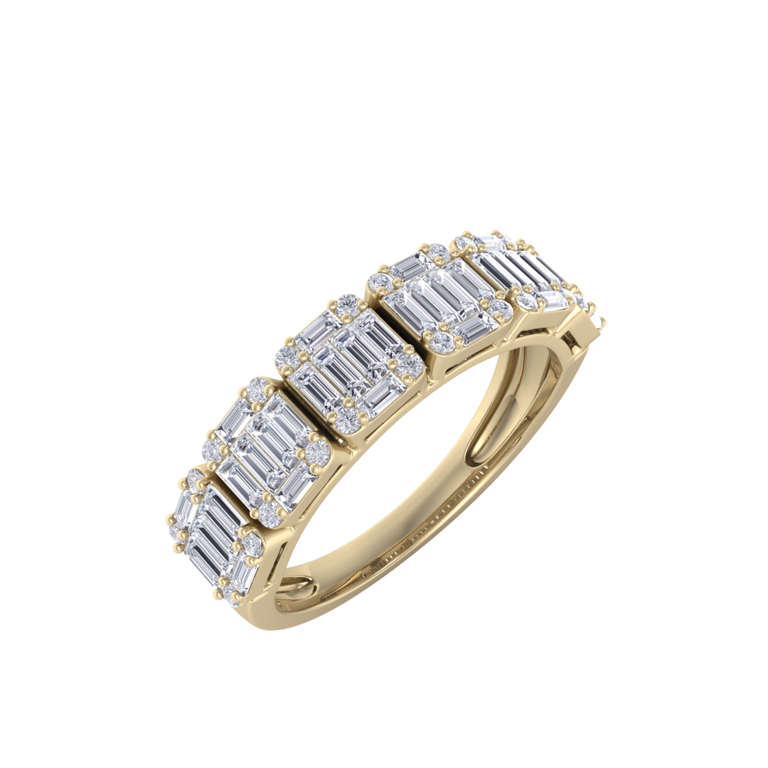 Anniversary ring with baguette white diamonds in rose gold with white diamonds of 2.03 ct in weight