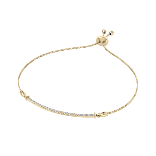 Bar necklace in yellow gold with white diamonds of 0.31 in weight