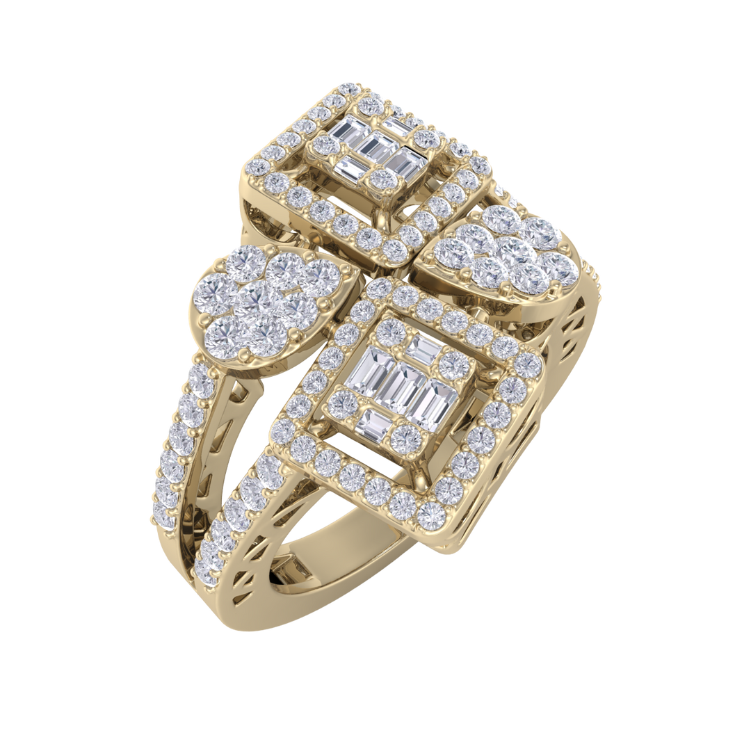 Beautiful ring in yellow gold with white diamonds of 0.95 ct in weight