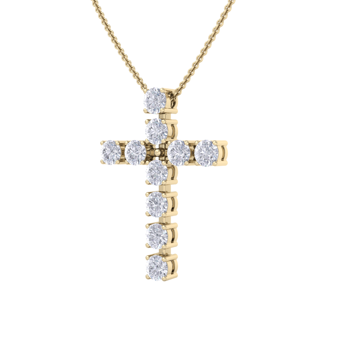 Diamond Cross Pendant in yellow gold with white diamonds of 1.10 ct in weight