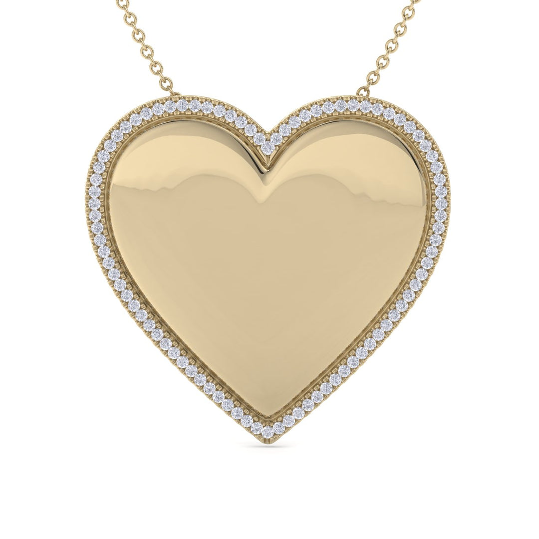 Heart pendant in yellow gold with white diamonds of 0.33 ct in weight