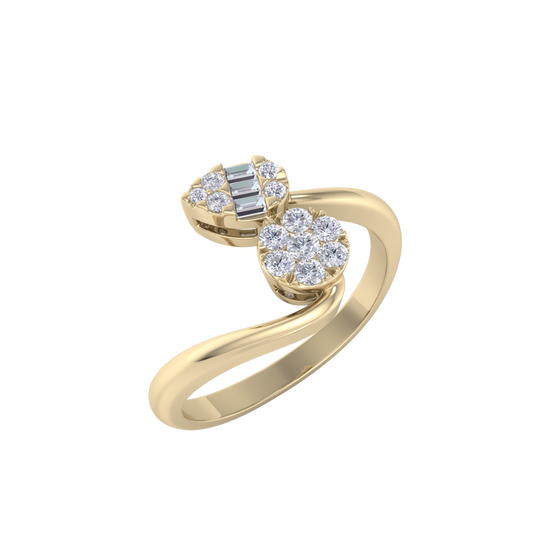 Beautiful ring in yellow gold with white diamonds of 0.23 ct in weight