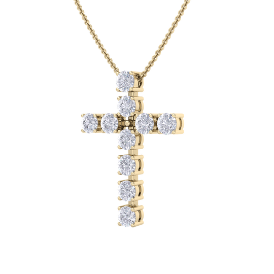 Diamond Cross Pendant in rose gold with white diamonds of 1.10 ct in weight