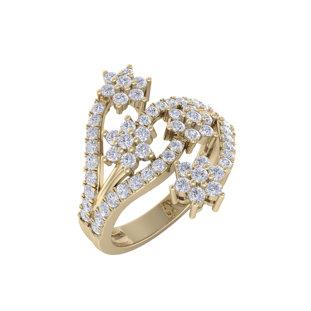 Diamond ring in yellow gold with white diamonds of 0.90 ct in weight