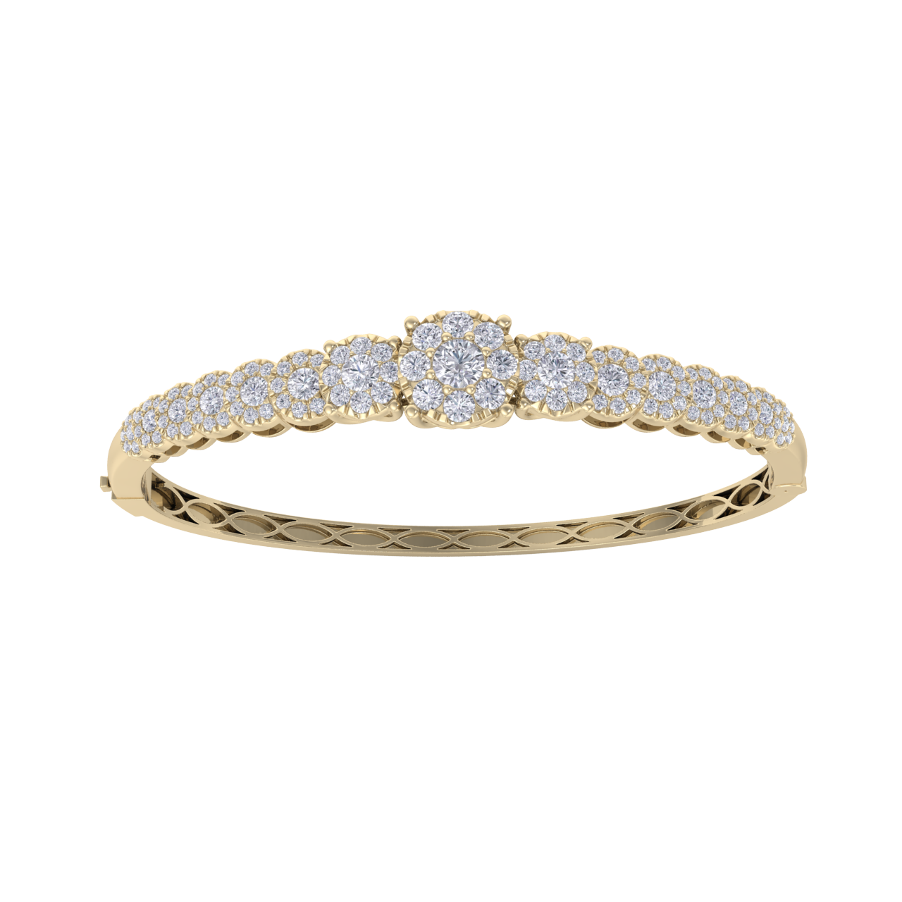 Diamond bangle in yellow gold with white diamonds of 2.44 ct in weight