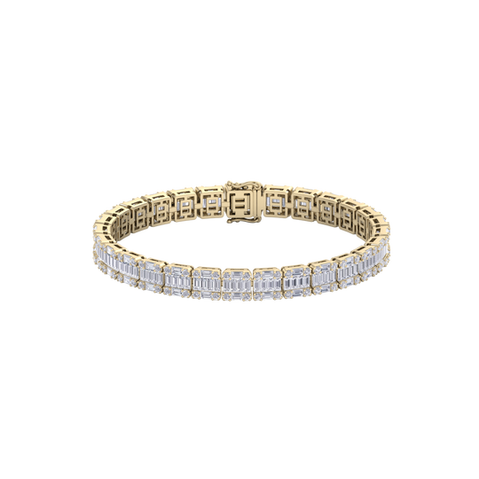 Baguette tennis bracelet in white gold with white diamonds of 5.20 ct in weight