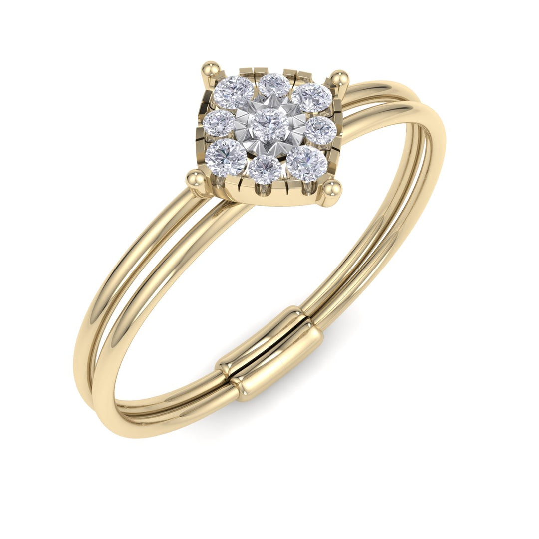 Beautiful Ring in yellow gold with white diamonds of 0.13 ct in weight