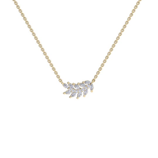 Leaf necklace in white gold with white diamonds of 0.59 ct in weight