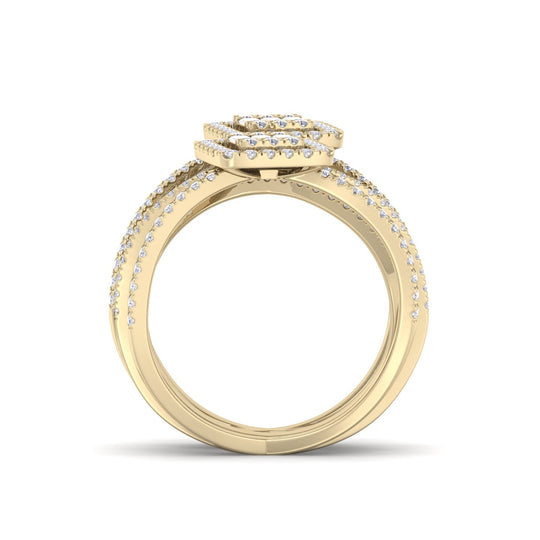 Multi-band diamond ring in rose gold with white diamonds of 2.65 ct in weight