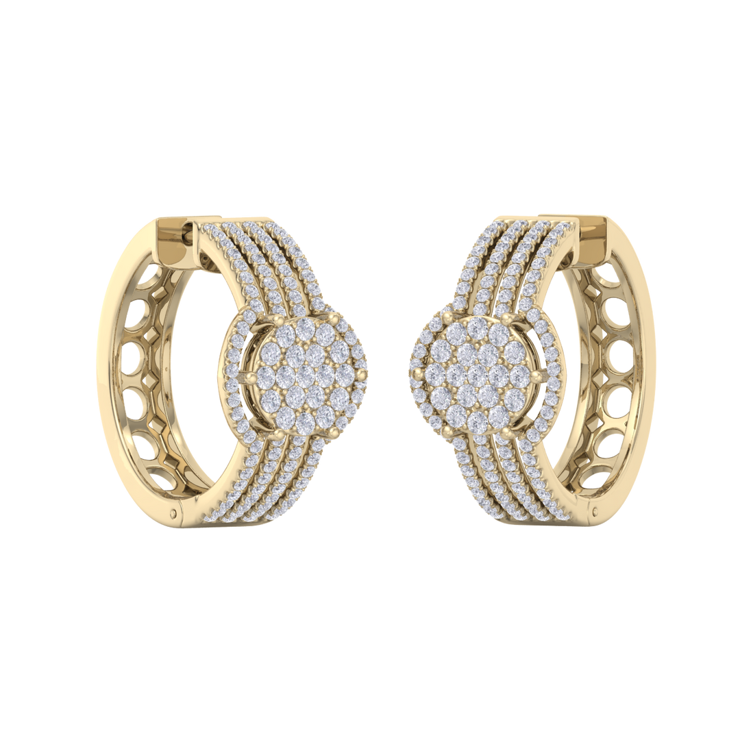 Beautiful Stud Earrings in yellow gold with white diamonds of 1.12 in weight