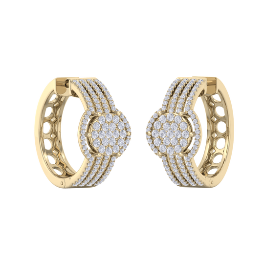 Beautiful Stud Earrings in yellow gold with white diamonds of 1.12 in weight