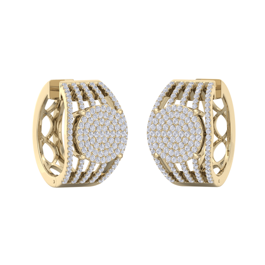 Beautiful Stud Earrings in yellow gold with white diamonds of 1.27 in weight