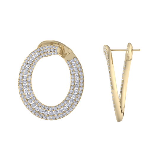Hoop earrings in yellow gold with white diamonds of 2.78 ct in weight