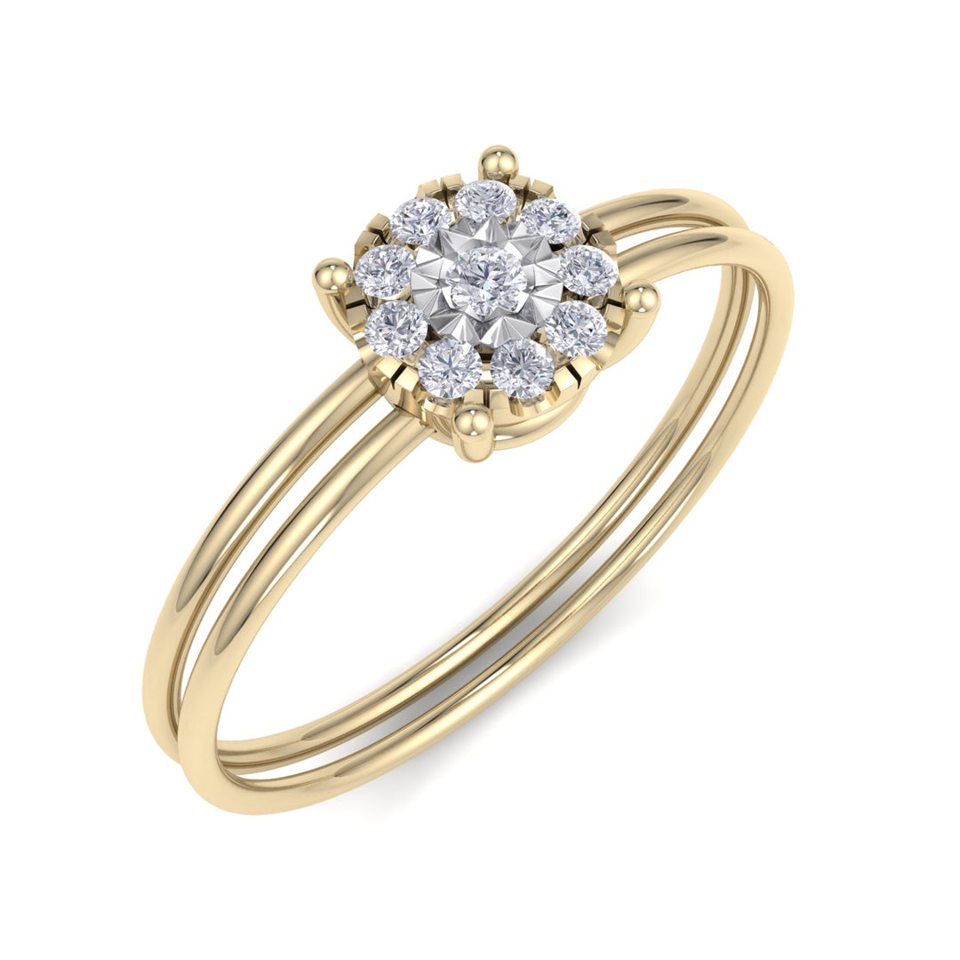 Flower Ring in white gold with white diamonds of 0.16 ct in weight